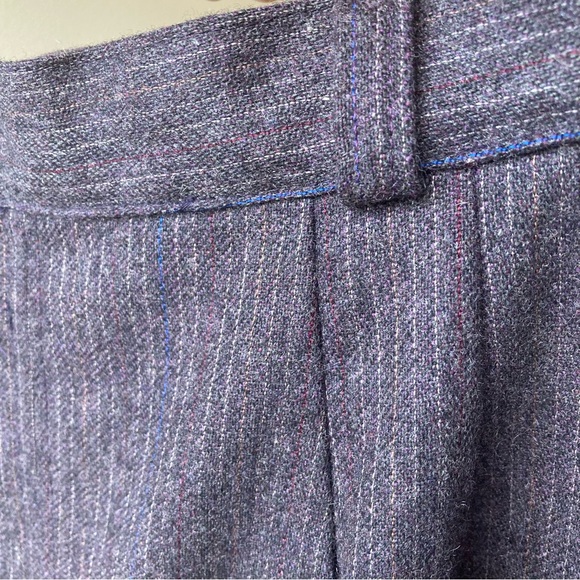 Vintage wool skirt gray pinstripe dark academia unique front slit detail - Picture 17 of 17